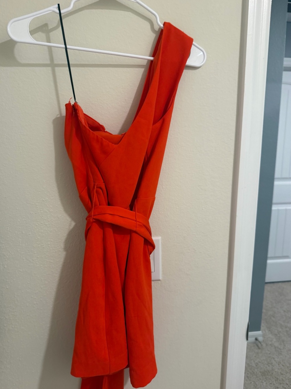 Revolve NBD Jasper Dress size S One Shoulder Sash Tie Belt Formal Wedding Orange - Picture 3 of 7